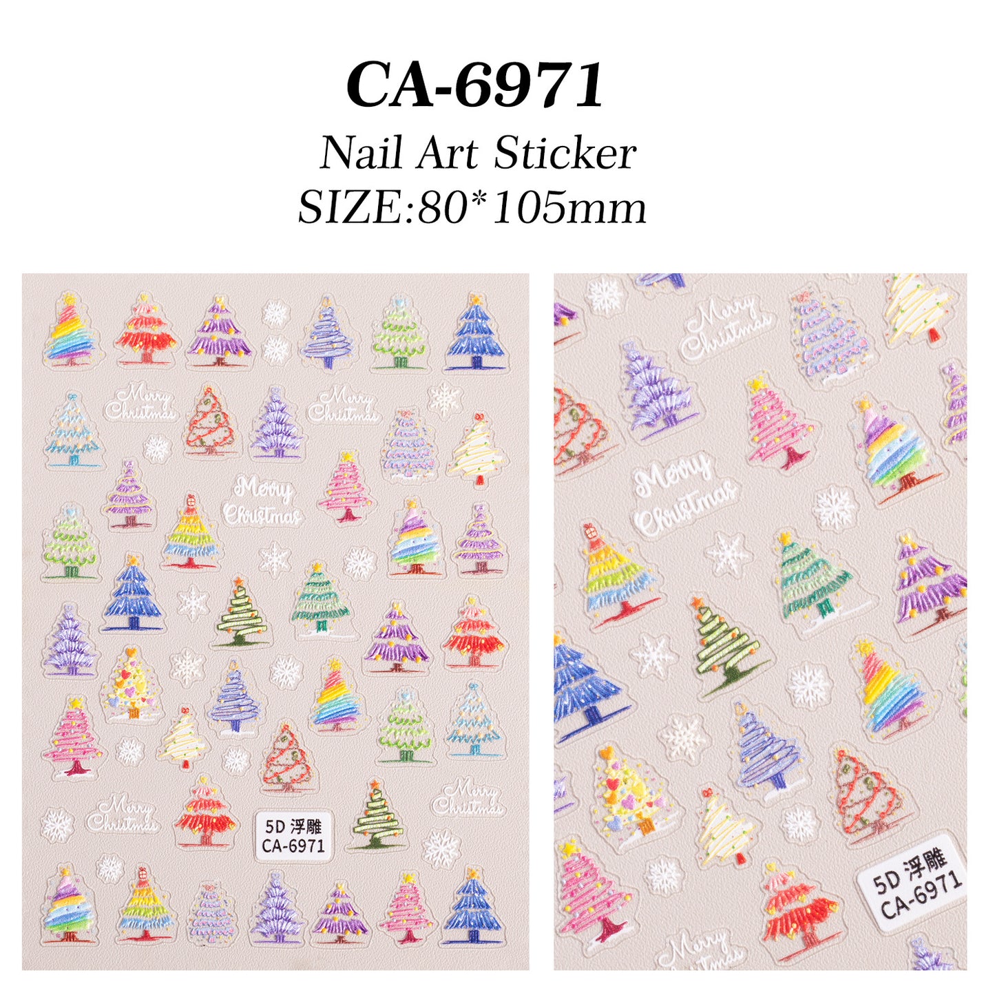 Christmas Themed Nail Art Sticker 5D Embossed Three-dimensional Santa Elk Nail Sticker Ornament CA