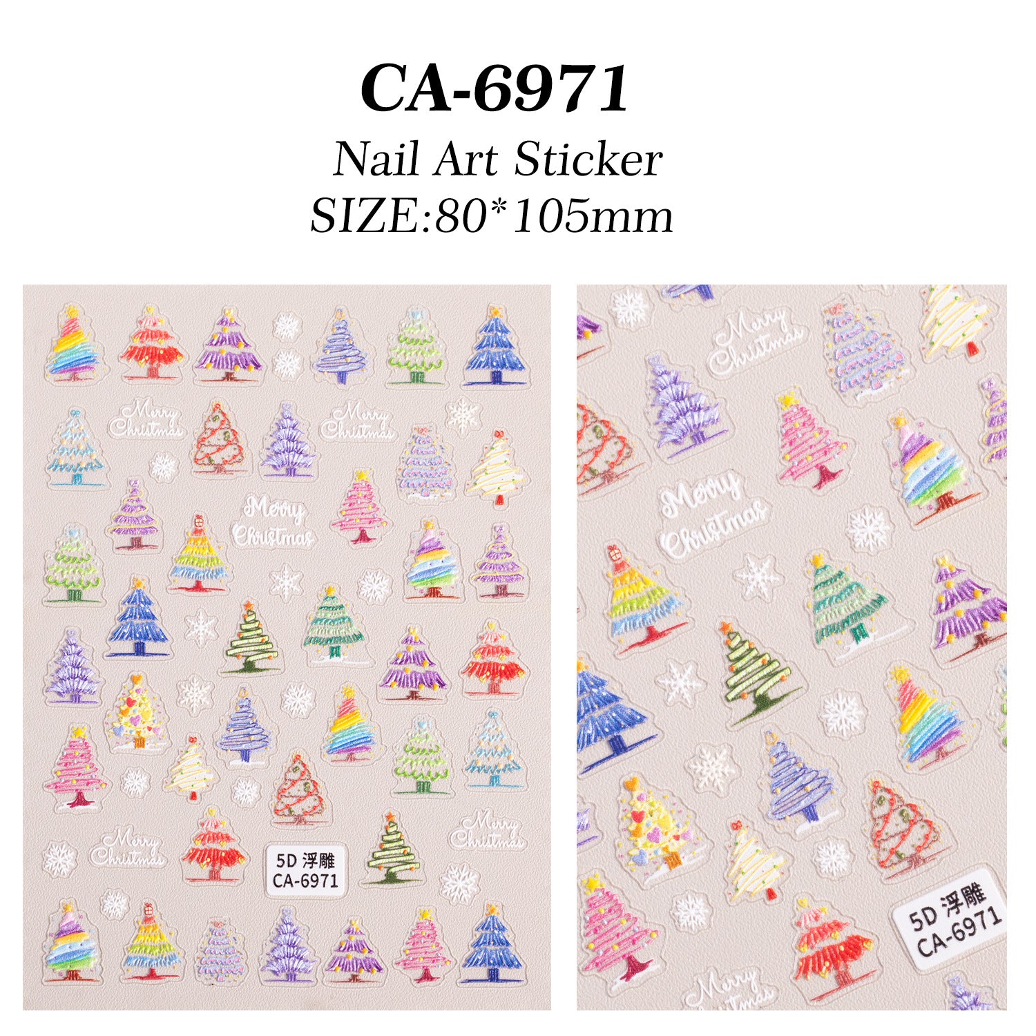 Christmas Themed Nail Art Sticker 5D Embossed Three-dimensional Santa Elk Nail Sticker Ornament CA
