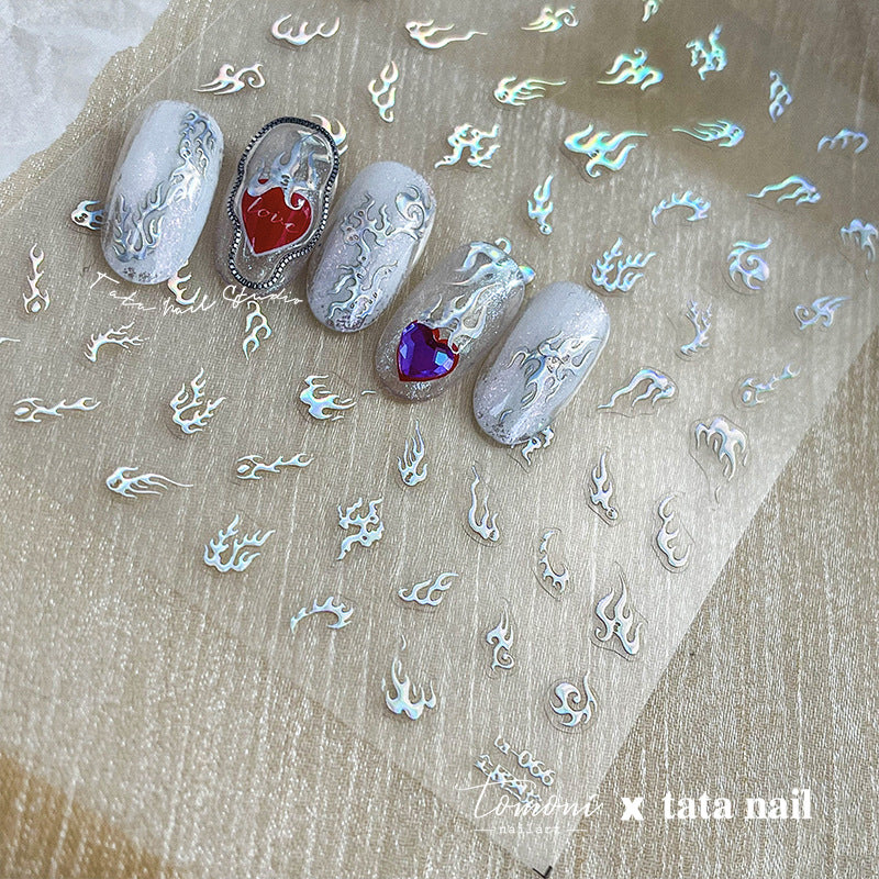 Holographic Flames – Y2K Nail Art Accent Set