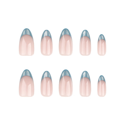 Cat eye wearing manicure  French rich green simple    almond ｜365nails