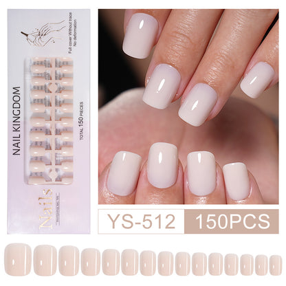 Nail Tips Hot-selling solid color press on nails fake nail short square nail art simple nude work in progress 150 pieces