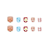 Desenho animado urso flor colorido bolinhas xadrez fofo brincalhão ins vento unhas postiças unhas infantis ｜365nails