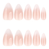 Gradually change French white simple almonds press-on nails