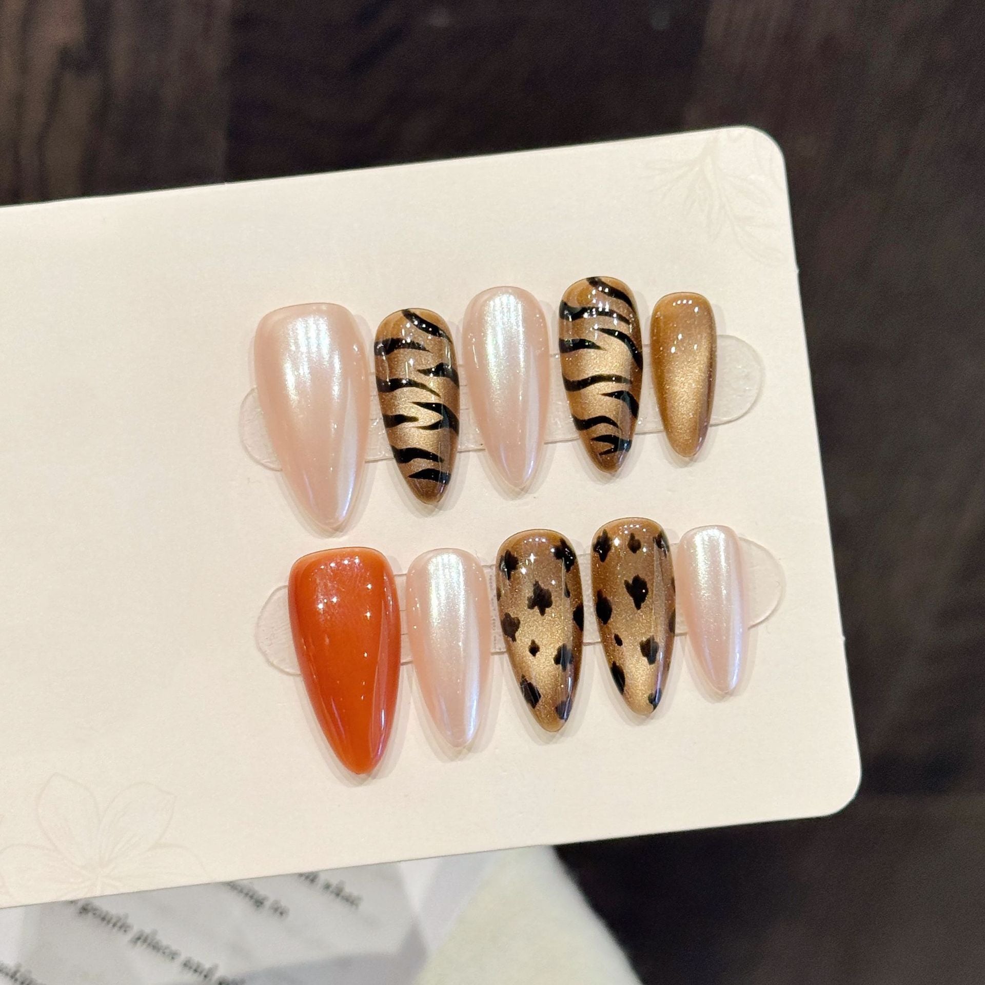 Neutral Animal Print Gradient Press On Nail Set Medium