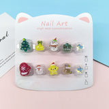 Flash Christmas Cute Kids Press On Nails with Sparkle