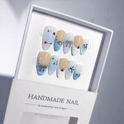 365nails 블루베리 리본의 즐거움 미디엄 아몬드형 귀여운 카툰 수제 프레스온 네일
