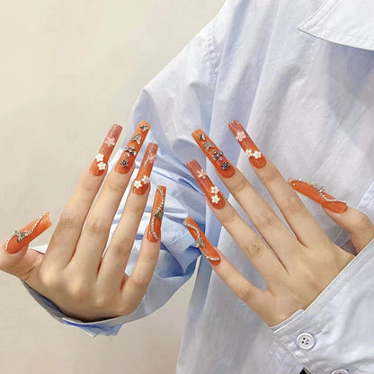 Extra long funny cartoon cute handmade nails personalized  hand-painted fake nails removable | 365nails