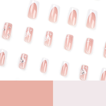 Press-on nails removable nail patch finished product flash diamond butterfly girl fake nail wholesale｜365nails