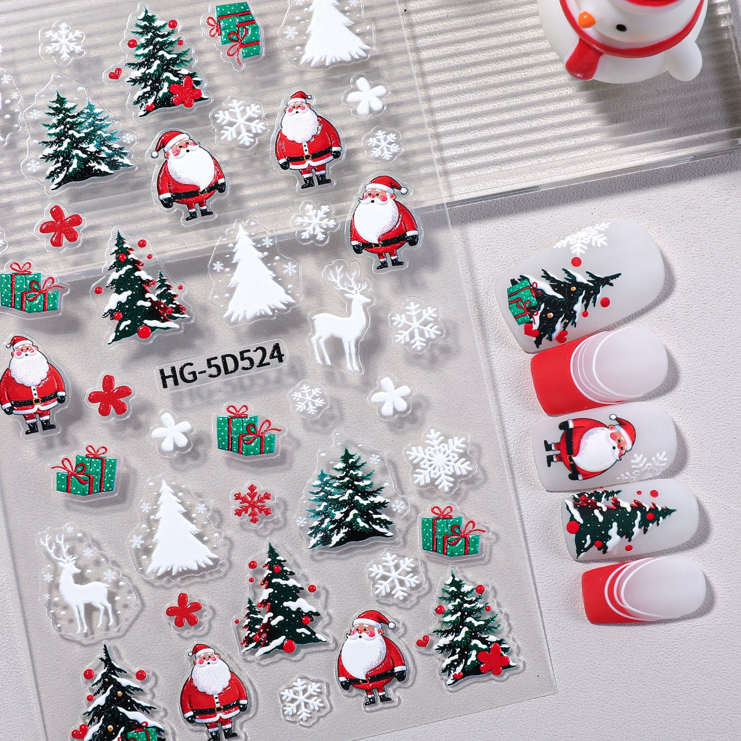 Original Christmas nail sticker 5D relief three-dimensional happy Christmas atmosphere elements DIY nail sticker HG model