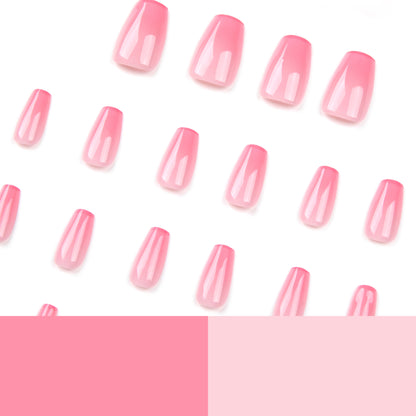 Wearable nail sticker pink French gradual change Wearable nail short nail film Nail art Wearable nail sticker Finished product｜365nails