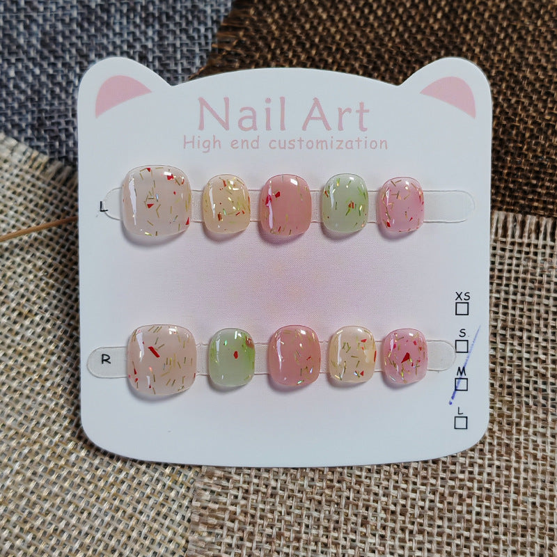 365nails: 碎金果凍 — 短款 圓形 手工製 兒童穿戴甲