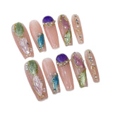 Ojo de gato irregular, pegatinas hechas a mano de color hielo puro, de tamaño mediano y largo | 365nails