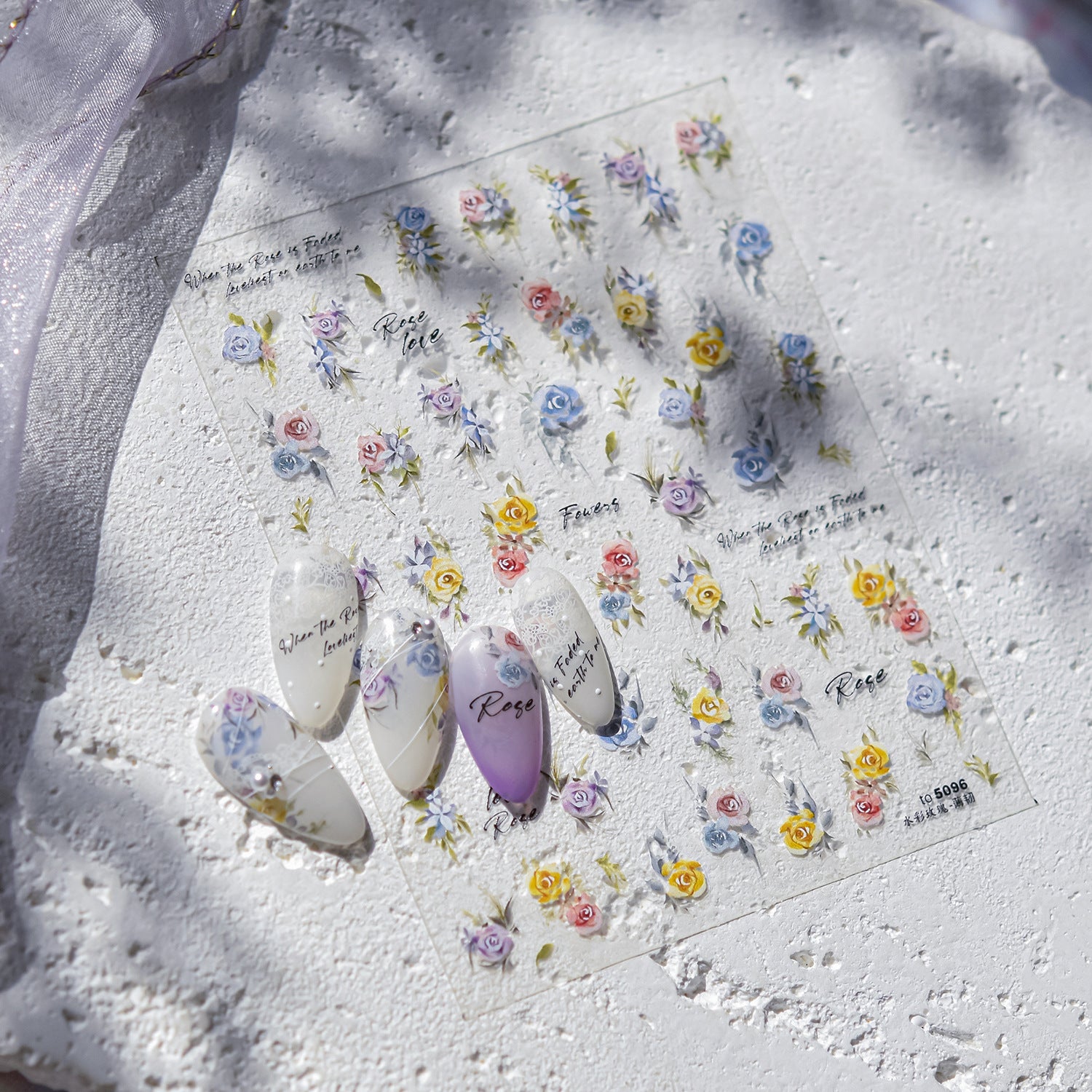 365nails: "수채화 장미" – 네일 아트 스티커