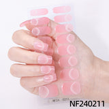 Semi-Cured Gel Nail Strips French Gradient Glitter Bow Glossy Design (MOQ=3)