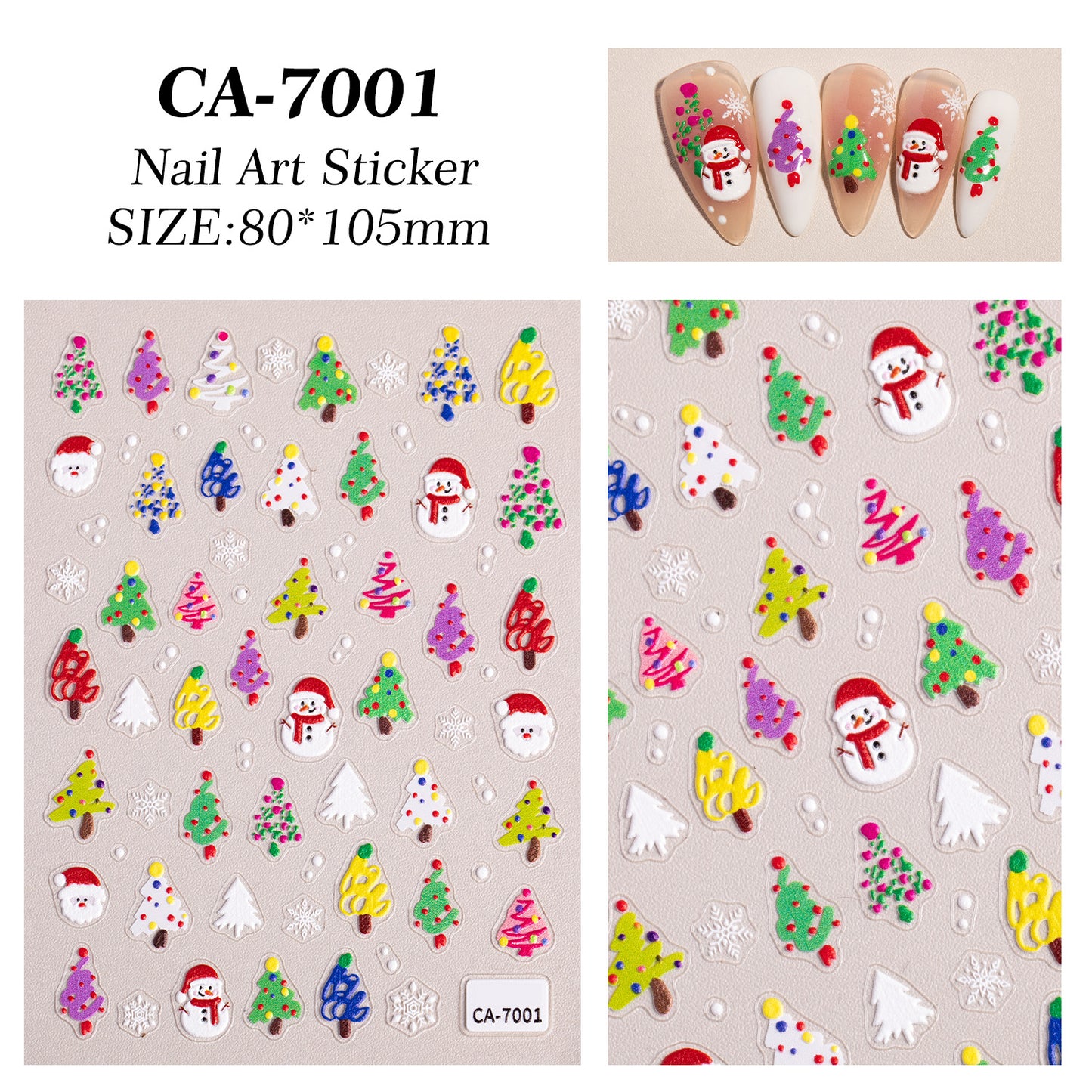 Christmas series nail art sticker 5D relief three-dimensional snowman Christmas tree DIY nail sticker jewelry CA model