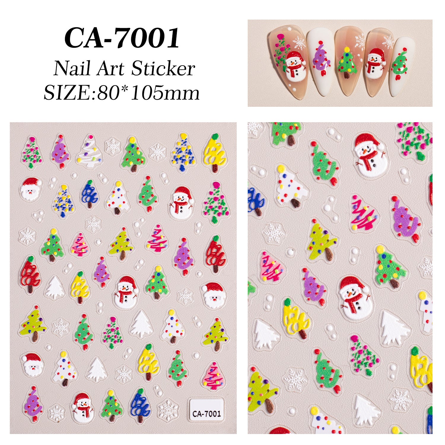 Christmas series nail art sticker 5D relief three-dimensional snowman Christmas tree DIY nail sticker jewelry CA model