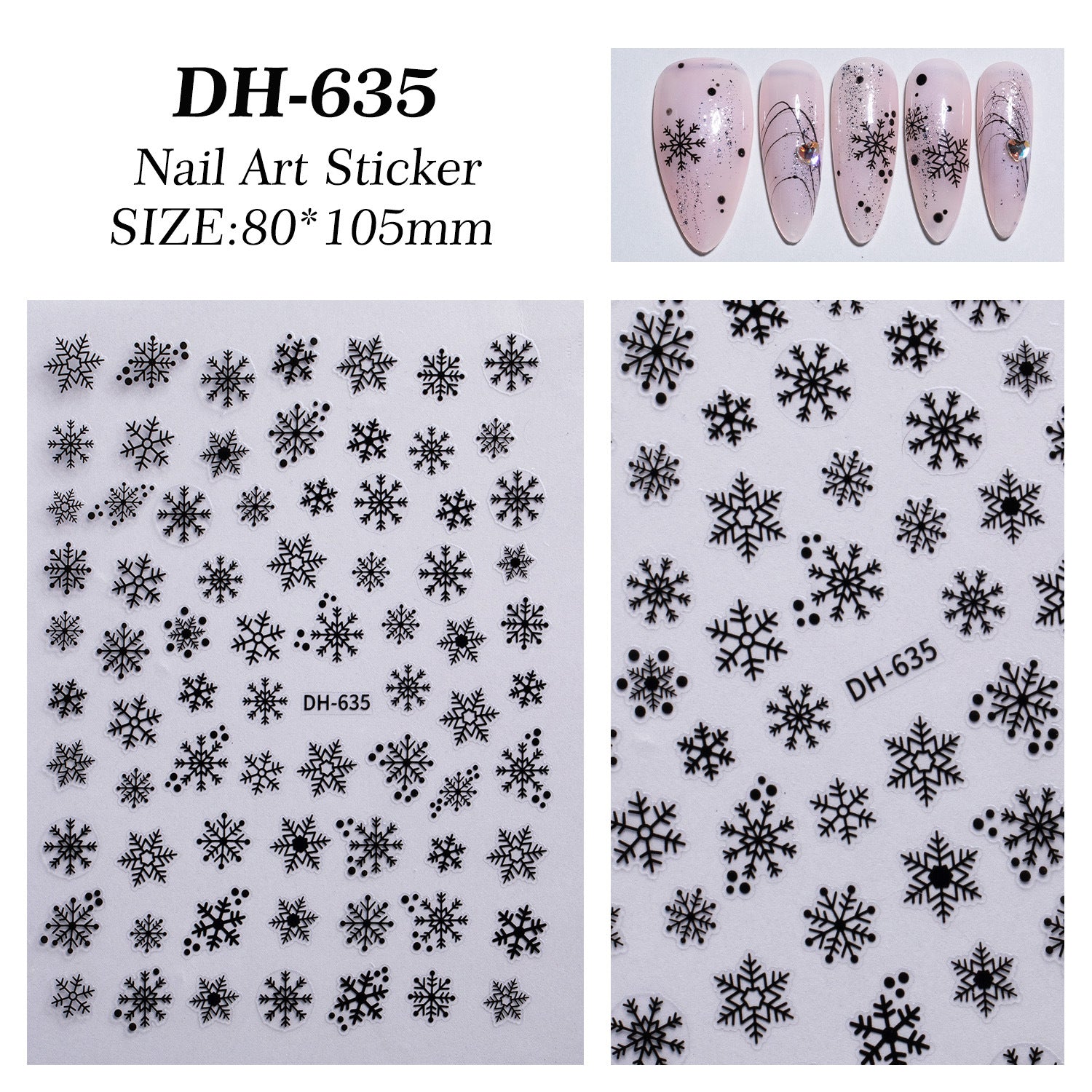 Cross-border Laser Snowflake Nail Art Sticker Flat Hot Silver Christmas Hollow Snowflake Nail Sticker Ornament DH635