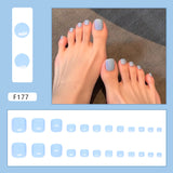 Uñas de los pies extraíbles, de verano, claras, frescas, sencillas, azules, dulces y blancas, versátiles, 24 piezas ｜365nails