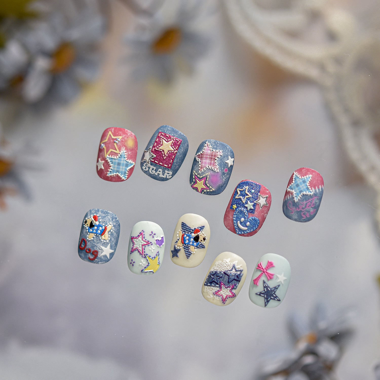 Denim Cowboy Patch – Retro Y2K Nail Art Set