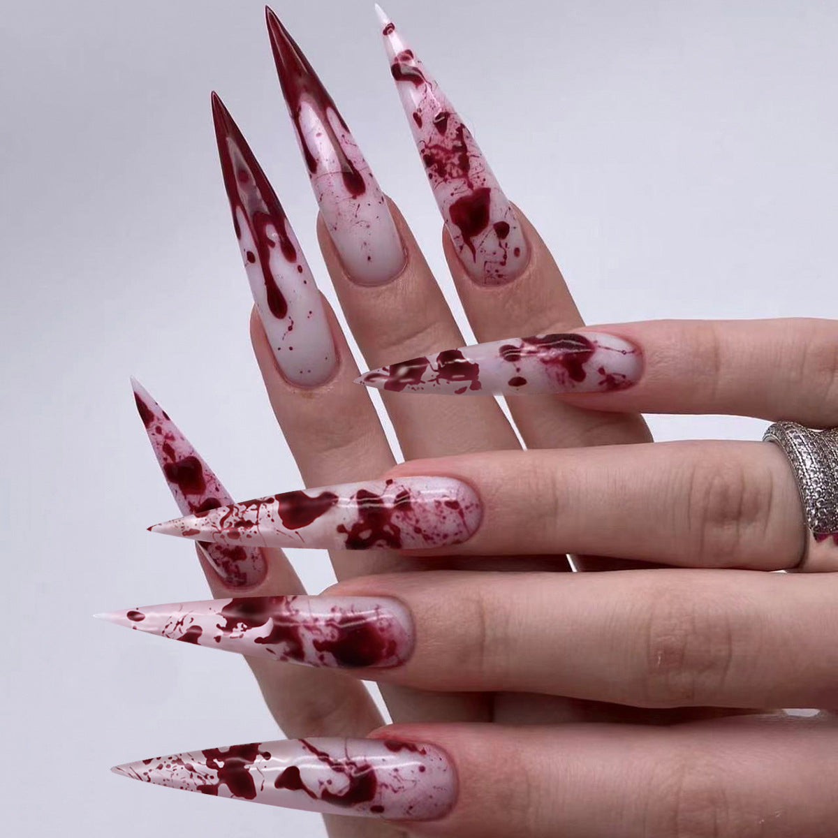Halloween wearing nail French manicure long pointed nail piece press on nails｜365nails