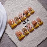 Apricot Yellow Duckbill Cross Accent Press On Nails