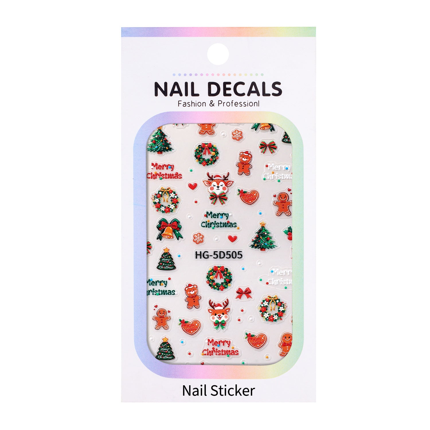 Original Christmas Nail Art Sticker 5D Embossed Three-dimensional Happy Christmas Elements DIY Nail Sticker Ornament HG