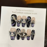 Gothic Purple Kuromi Charm Nails