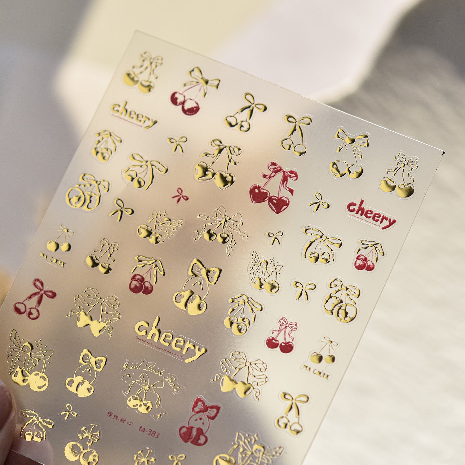 365nails: "Vintage Cherry Bow" –Nail Art Stickers