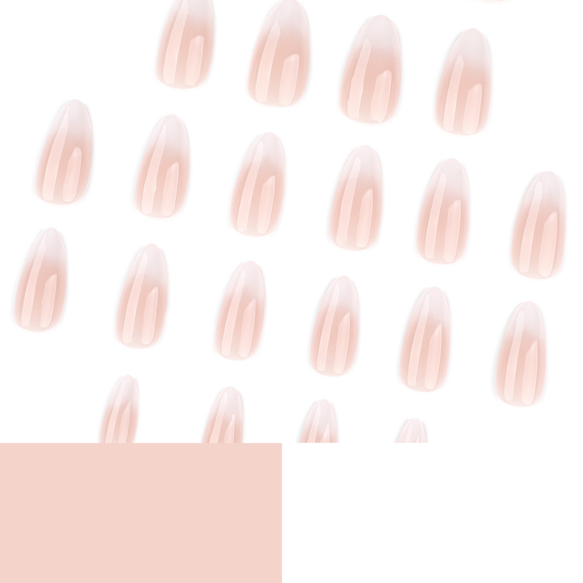 Gradually change French white simple almonds press-on nails