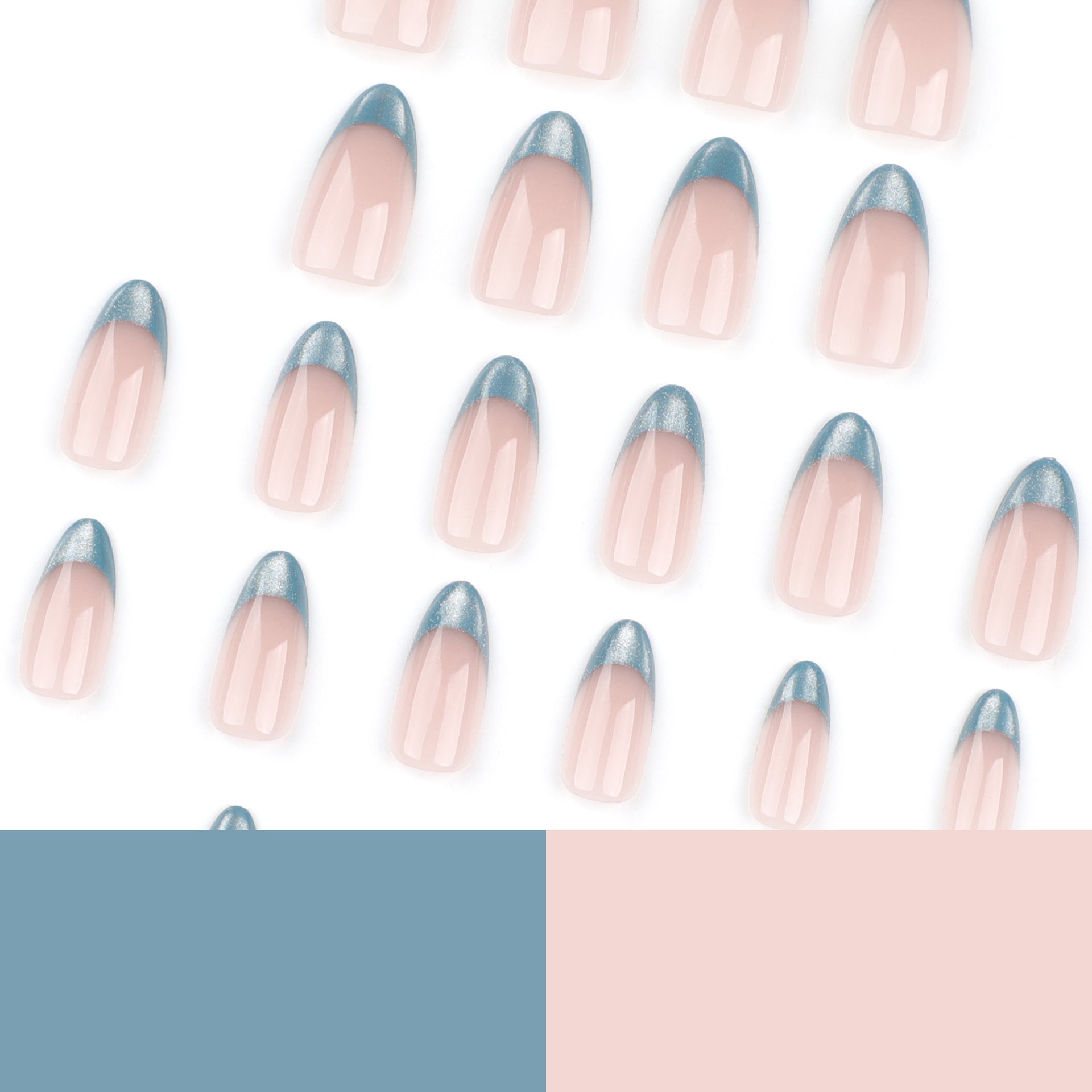 캣아이 프렌치 리치 그린 심플 아몬드형 네일 ｜365nails