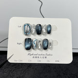 Nw spar cat y prss-on nails short finishd    styl pur Handmad Prss-on Nails wholsal｜365nails