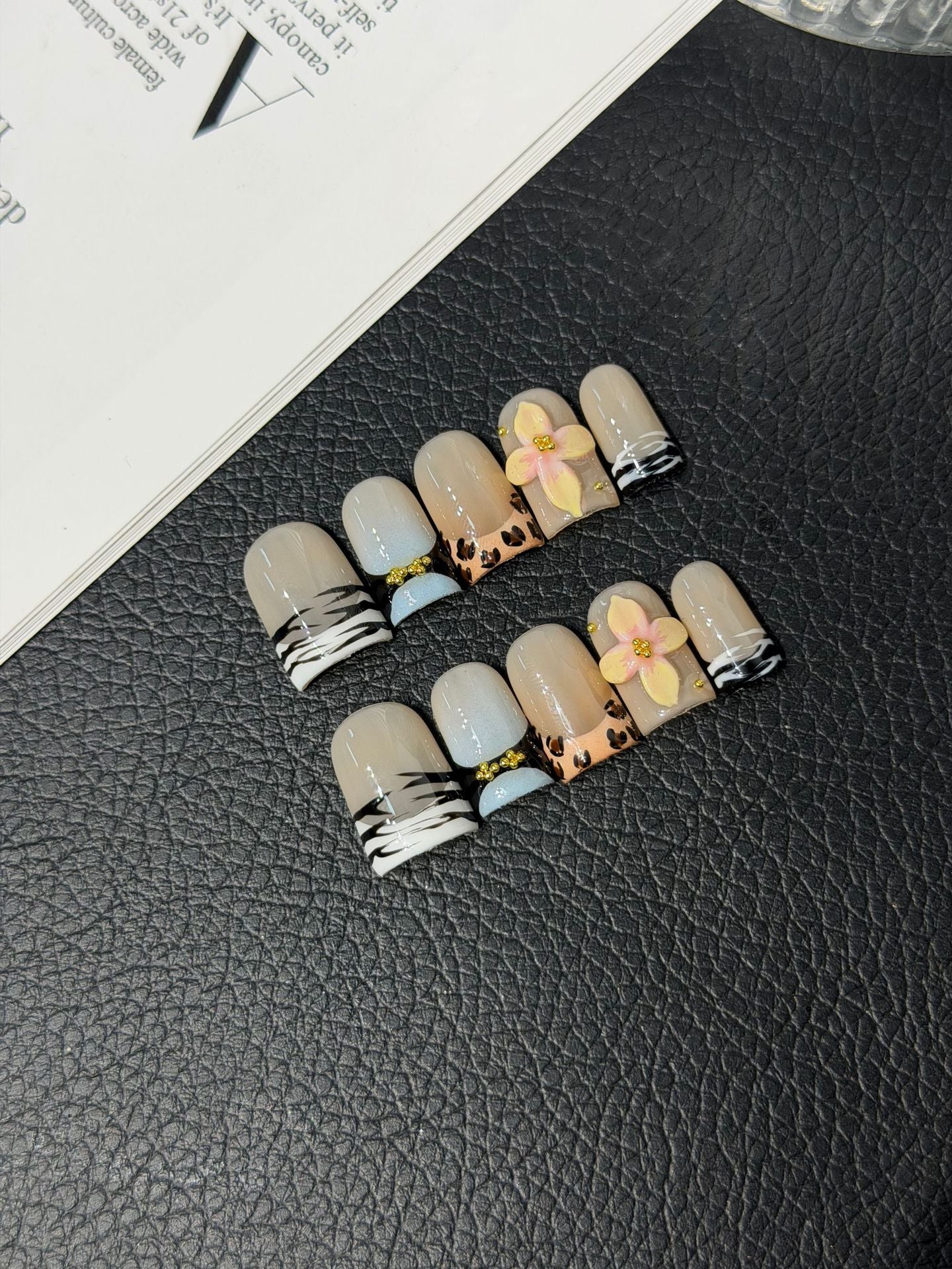 365nails 미스티 마블 3D 추상 아트 수제 아몬드형 네일