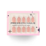 French white smudged gold pulp press-on nails