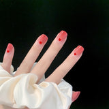 Uñas postizas suaves con estampado de amor en rojo melocotón, con película extraíble, venta de fábrica | 365nails