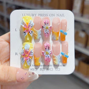 Tropical Bloom: "Stargazer Lily Splash" – Long Almond Press-On Nails