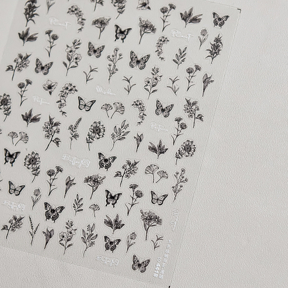 365nails: "Indigo Botanical Sketch" – nail art stickers