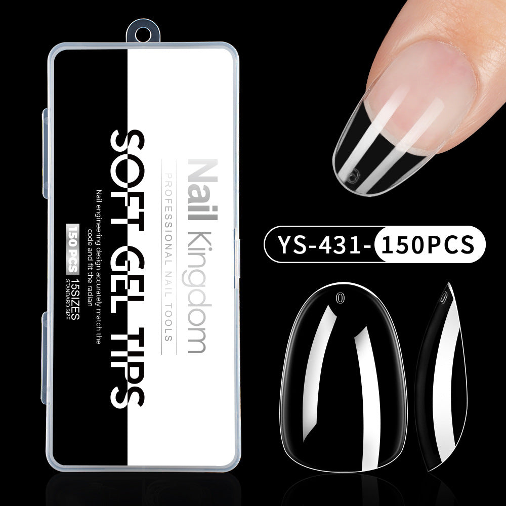 Nail Tips Full number of special nail pads for nail salons, transparent and seamless 150 pcs, boxed press on nails pads, almond trapezoidal fake nails.