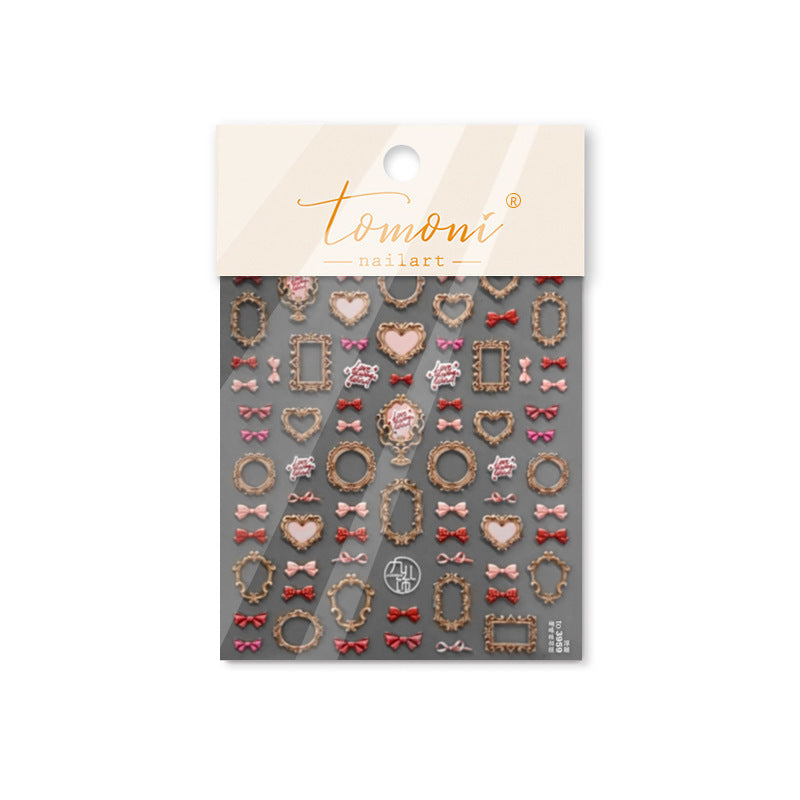 Lolita Doll & Antique Frame: "Pink Lolita Doll Portrait" – 5D Embossed Nail Sticker