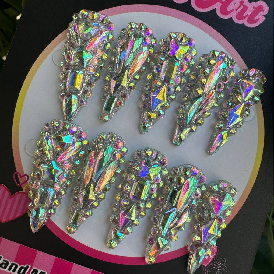 365nails: "Crystal Galaxy" – 3D Rhinestone Handmade Stiletto Nails