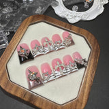 Pink Chrome Y2K Star Press On Nails Set