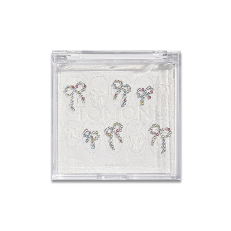 Multicolor Crystal Bow & Star Nail Sticker Set – "Glamorous Crystal Bow Star"