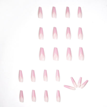 Unhas postiças francesas pequenas em V rosa, com remendo para unhas, acabamento em nail art, unhas postiças removíveis｜365nails