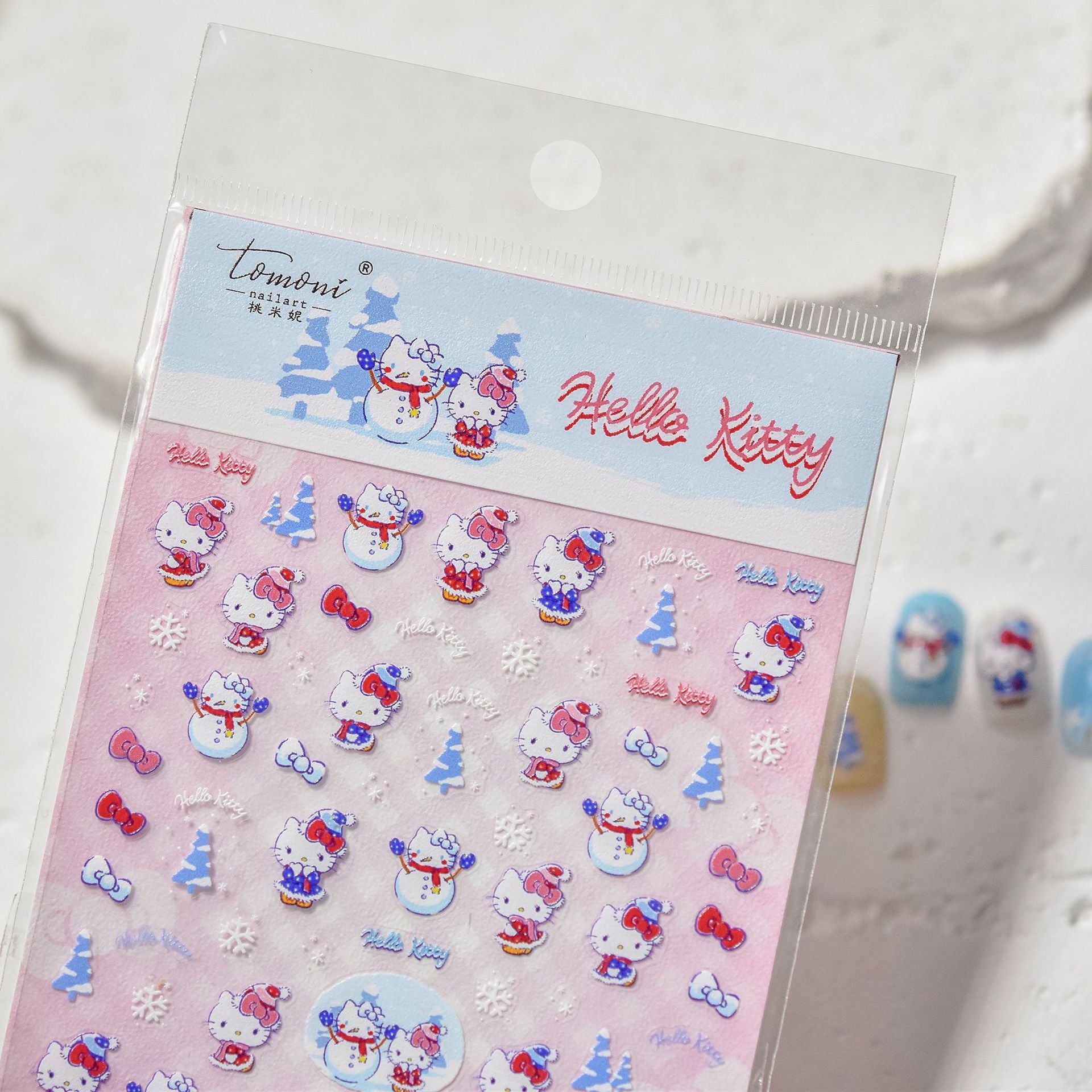 Hello Kitty Winter: "Snowy Pink" – 3D Embossed Nail Sticker