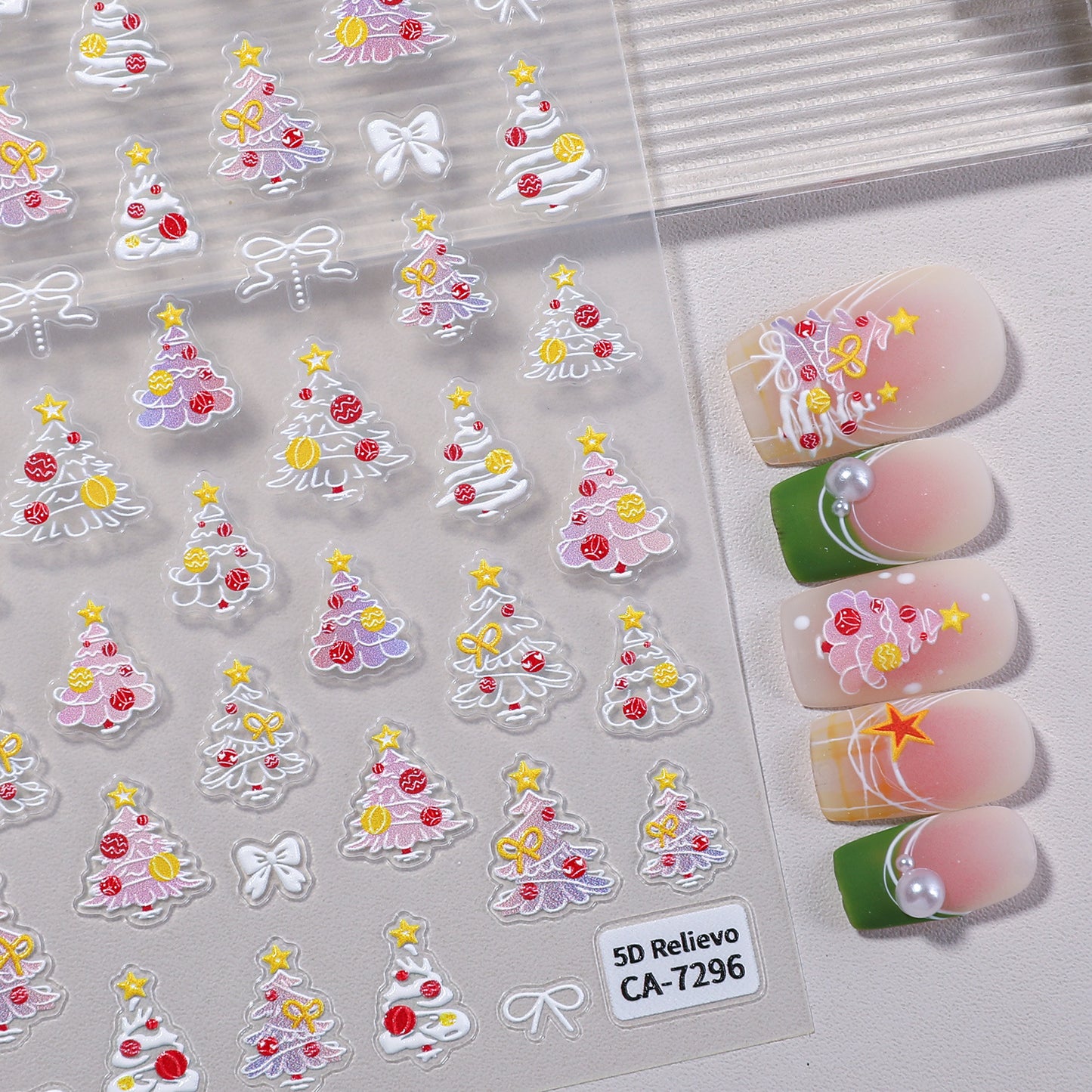 Original Christmas Tree Nail Art Sticker 5D Embossed Three-dimensional Happy Christmas Elements DIY Nail Sticker AA