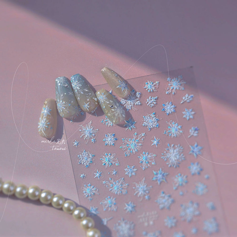 Holographic Snowflake Collection: "Frosty Snowflake" – 3D Metallic Nail Sticker