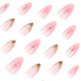 Pink Gold Wave Charm Press On Nails Elegant Design