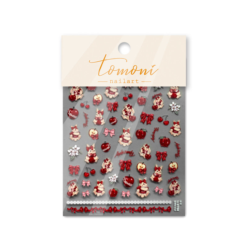 365nails: "Red Apple Bunny Cherry Bow" – nail art stickers