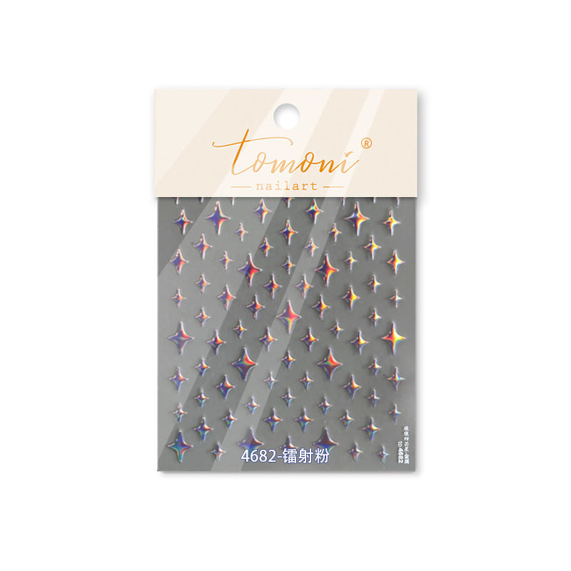 Silver Starburst Metallic Collection: "Starry Sparkle" – 3D Embossed Nail Sticker