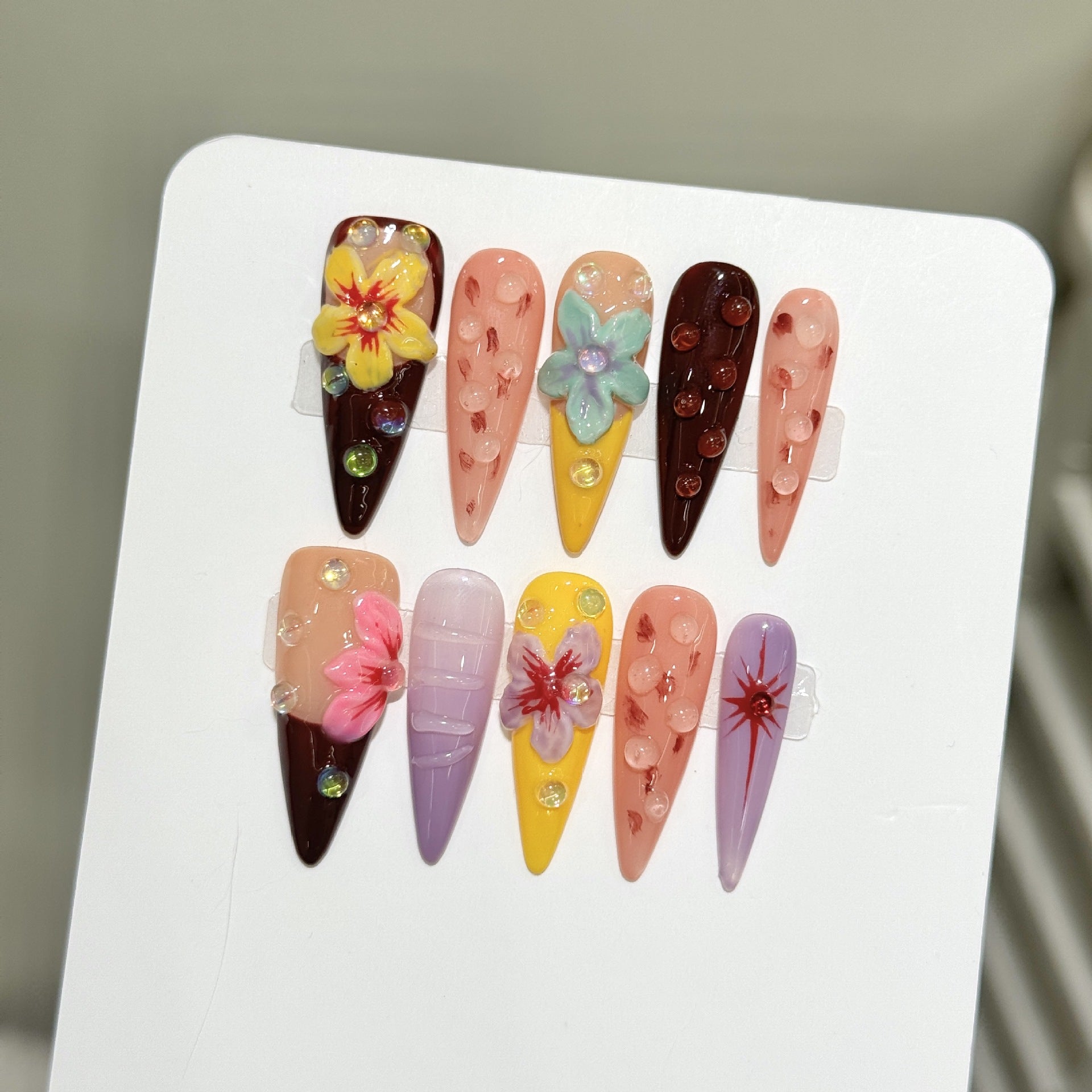 Super Fire Hawaiian Dopamine Handmade 3D Devil's Flower Removable Wearable Nail Nail Sticker | 365nails