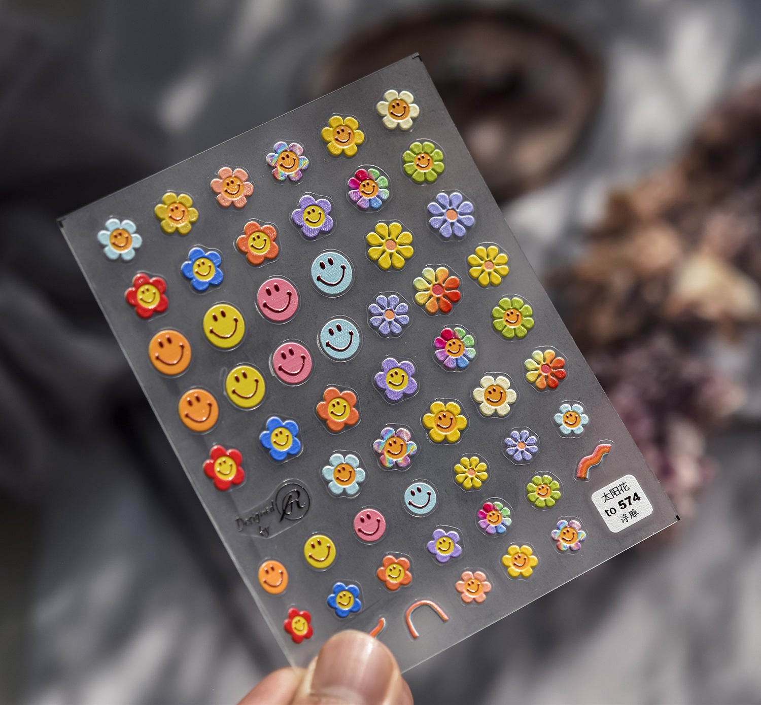 Rainbow Smiley Collection: "Happy Day" – 3D Embossed Nail Sticker